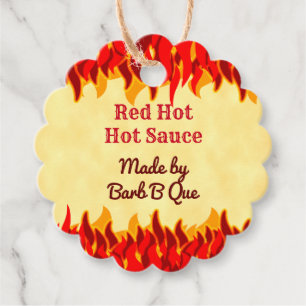 Étiquettes Cadeau Balise Red Flames modifiable rétro BBQ Hot Sauce