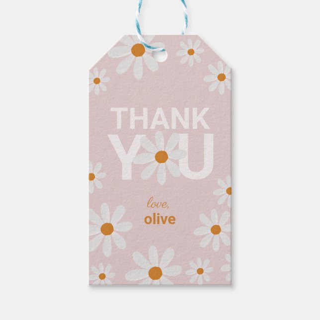 Étiquettes-cadeau Balise Retro Daisy Merci Favoriser (Devant)