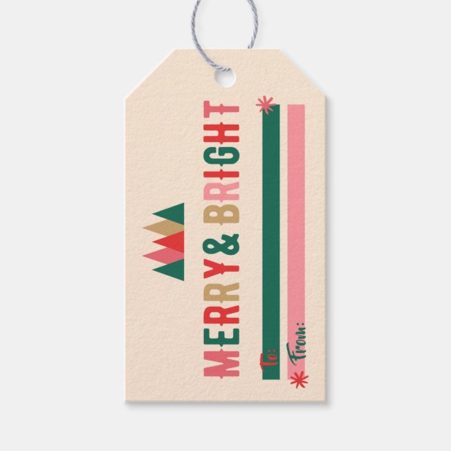 Étiquettes-cadeau Balise Retro Merry & Bright Gift (Devant)