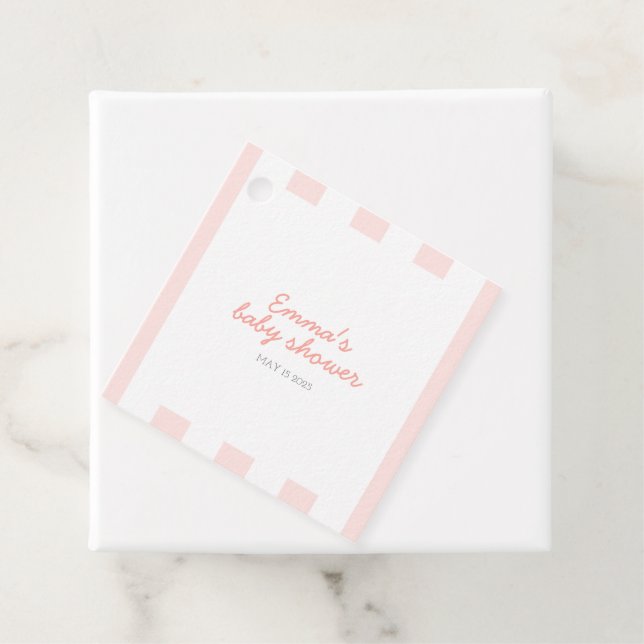 Étiquettes Cadeau Balise Rose Sweet Little Peach Carré Favoriser (En situation)