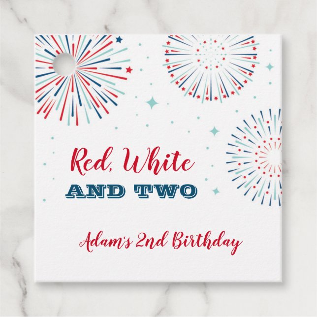Étiquettes Cadeau Balise rouge, blanc et deux ans de préférence (Devant)