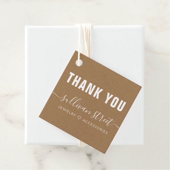 Étiquettes Cadeau Balise Rustic Kraft Business Merci (En situation)