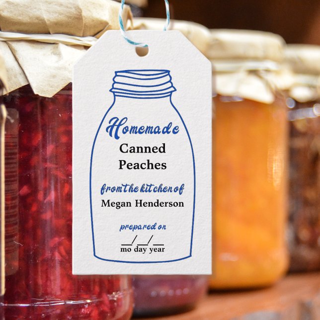 Étiquettes-cadeau Balise rustique Bleue Canne Jar Kraft Hang (Créateur téléchargé)