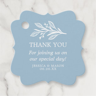 Étiquettes Cadeau Balise Rustique Dusty Mariage bleu Merci Favor