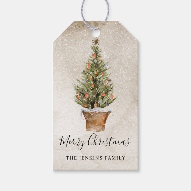 Étiquettes-cadeau Balise Rustique Joyeux cadeau de Noël Favoriser (Devant)