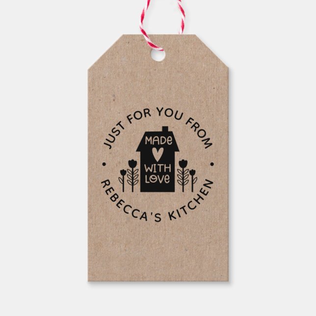 Étiquettes-cadeau Balise Rustique Kraft Fabriquée Avec Amour Cadeau (Devant)