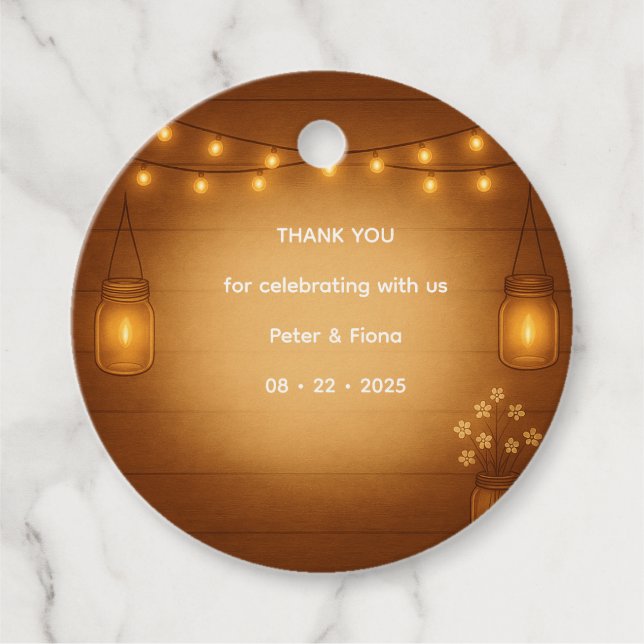 Étiquettes Cadeau Balise Rustique Mason Jar Wedding Favor (Devant)