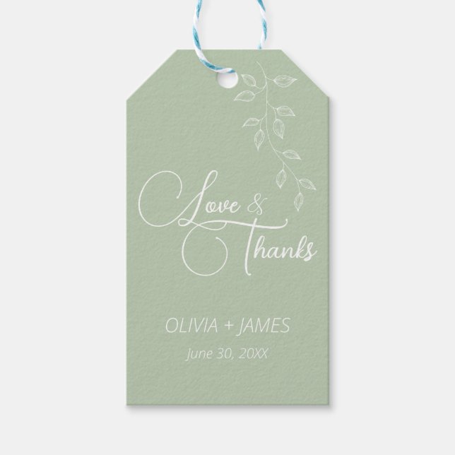 Étiquettes-cadeau Balise Sage Green & Botanical Grand Faveur (Devant)