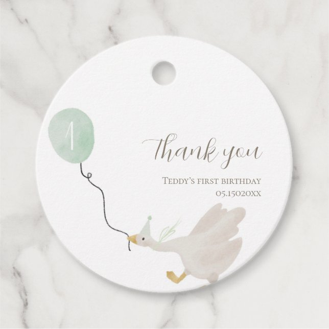 Étiquettes Cadeau Balise Sage Green Silly Goose Round Faver (Devant)