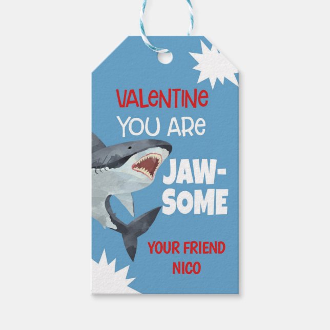 Étiquettes-cadeau Balise Shark Valentine Favor (Devant)