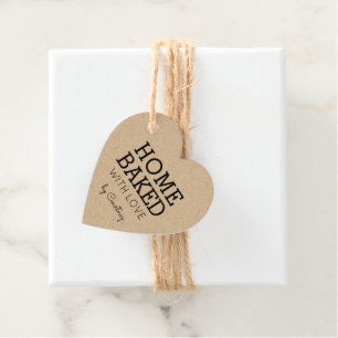 Étiquettes Cadeau Balise simple et rustique Maison cuite avec amour