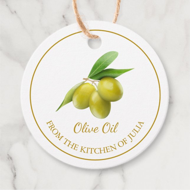Étiquettes Cadeau Balise simple Hang Huile d'olive maison (Devant)