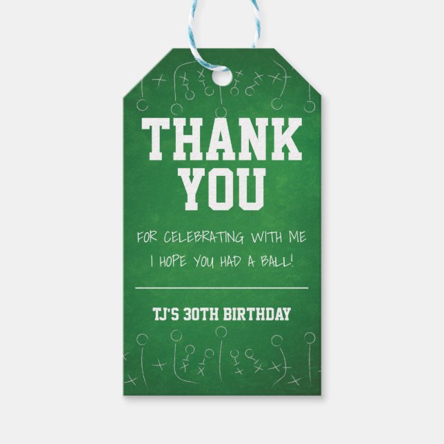 Étiquettes-cadeau Balise Sports Football Vert Anniversaire Fête Favo (Devant)