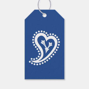 Étiquettes-cadeau Balise Sweet Paisley Hearts in Blue Gift