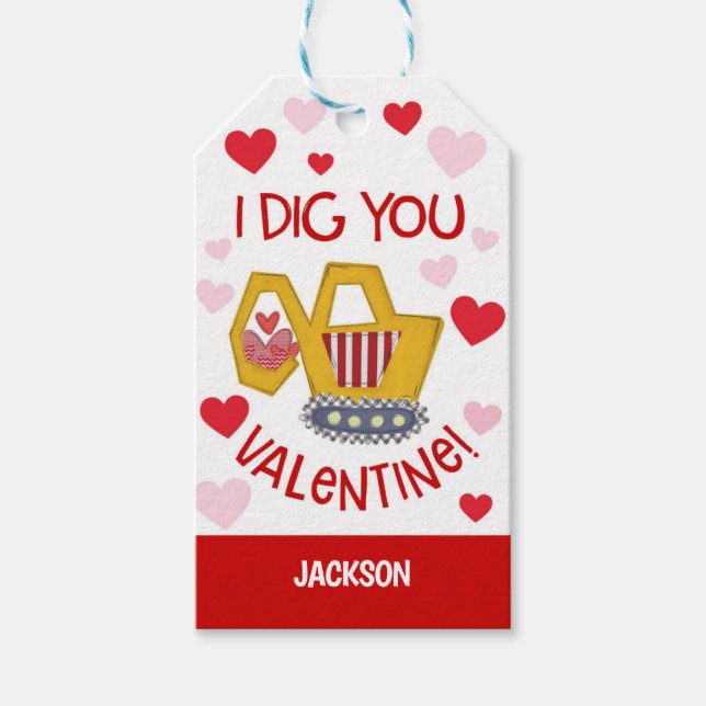 Étiquettes-cadeau Balise Trackhoe Valentine Favor (Devant)