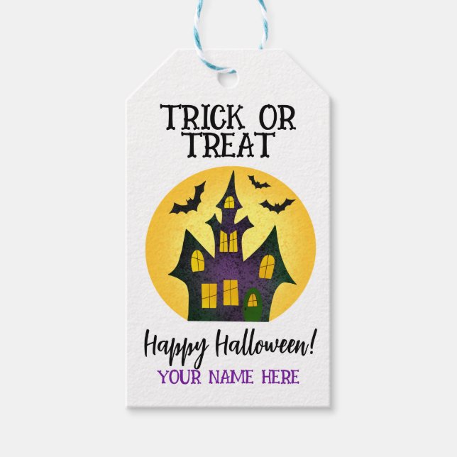 Étiquettes-cadeau Balise Trick ou Treat Favor (Devant)