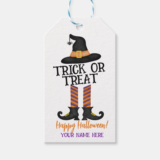 Étiquettes-cadeau Balise Trick ou Treat Favor (Devant)
