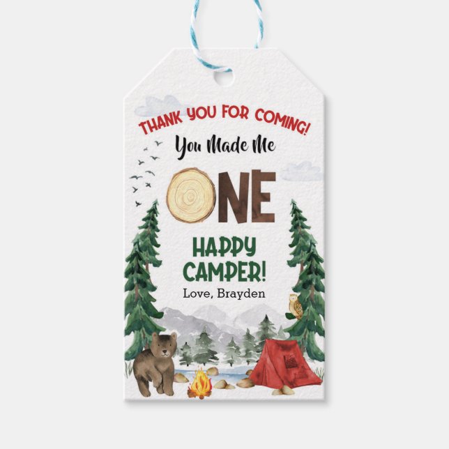 Étiquettes-cadeau Balise Un Heureux Camper Favor (Devant)