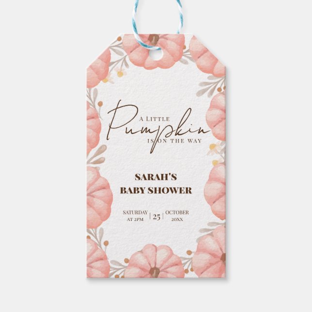 Étiquettes-cadeau Balise Un Petit Baby shower Citrouille Favoriser (Devant)