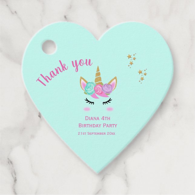 Étiquettes Cadeau balise Unicorn Favor (Devant)