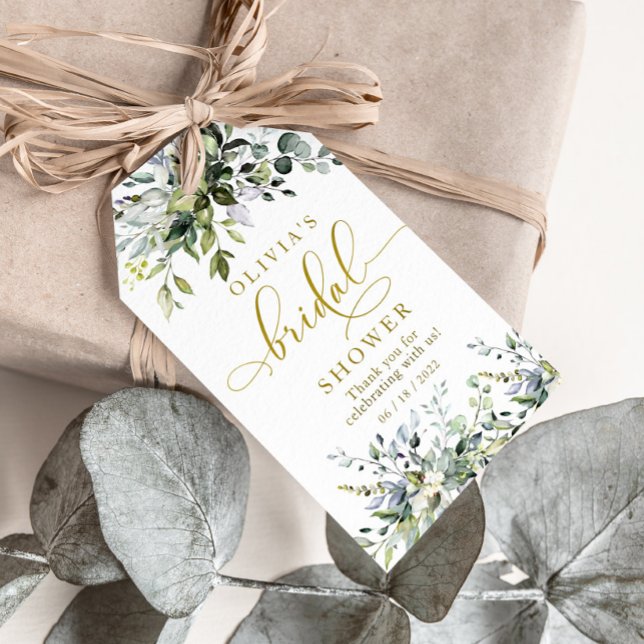 Étiquettes-cadeau Balise verte Fête des mariées or Favoriser (Créateur téléchargé)