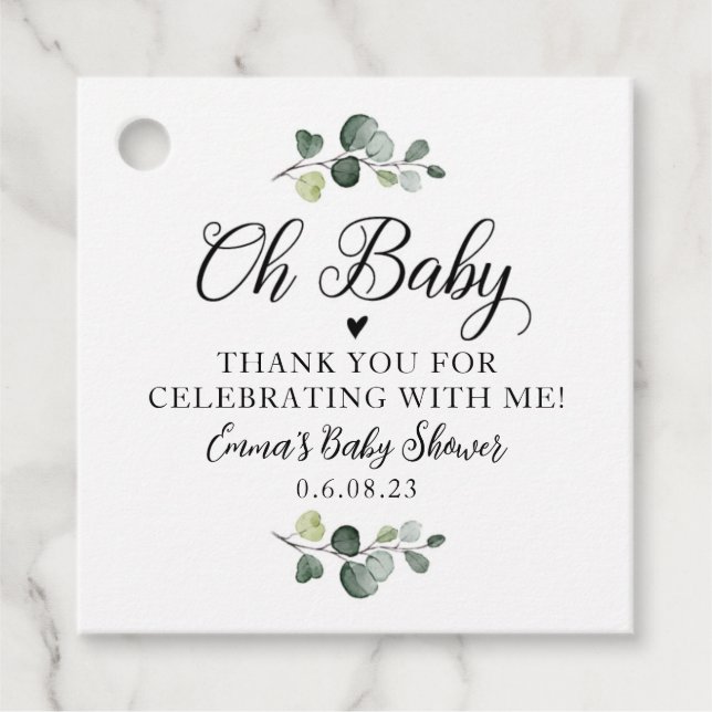 Étiquettes Cadeau Balise verte Oh Baby Favor (Devant)