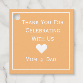 Étiquettes Cadeau Balises baby shower orange et blanc Faveur