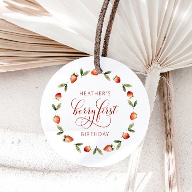 Étiquettes Cadeau Balises Berry First Favor (Berry First Birthday Strawberry Favor Tags by Painted Paperie
)