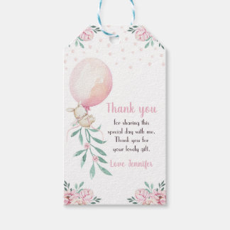 Étiquettes-cadeau Balises Bunny Favor Fille Ballons rose