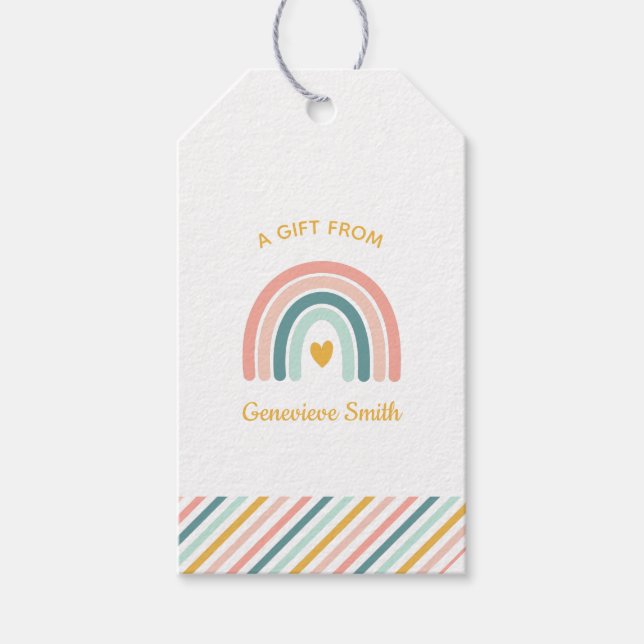 Étiquettes-cadeau Balises Cadeau Arc-En-Ciel Boho (Devant)