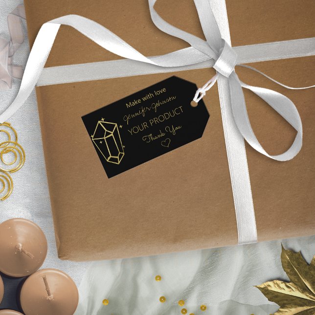 Étiquettes-cadeau Balises cadeau Black Black Black Foil personnalisé (Créateur téléchargé)