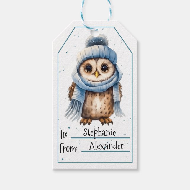 Étiquettes-cadeau Balises Cadeau Chouette (Devant)