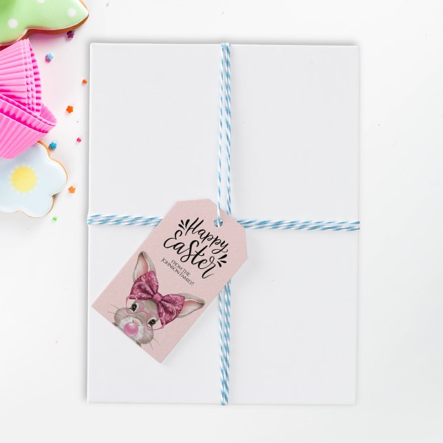 Étiquettes-cadeau Balises Cadeau de lapin de Pâques personnalisées (Personalized Easter Bunny Gift Tags)