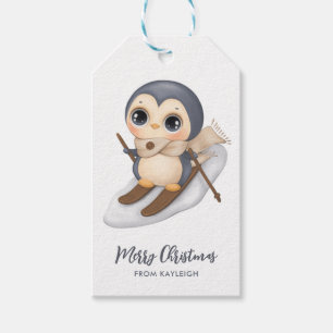 Étiquettes-cadeau Balises Cadeau de manchot hivernal