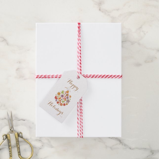 Étiquettes-cadeau Balises Cadeau de Noël rétro (Avec de la ficelle)