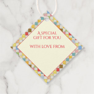 Étiquettes Cadeau Balises Cadeau Diamant CRAZY QUILT / Crème