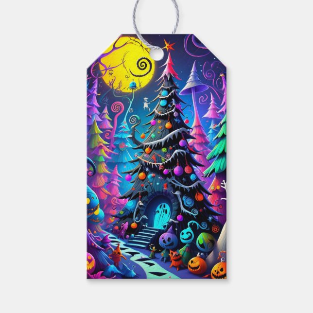 Étiquettes-cadeau Balises cadeau éffrayant de Noël (Devant)