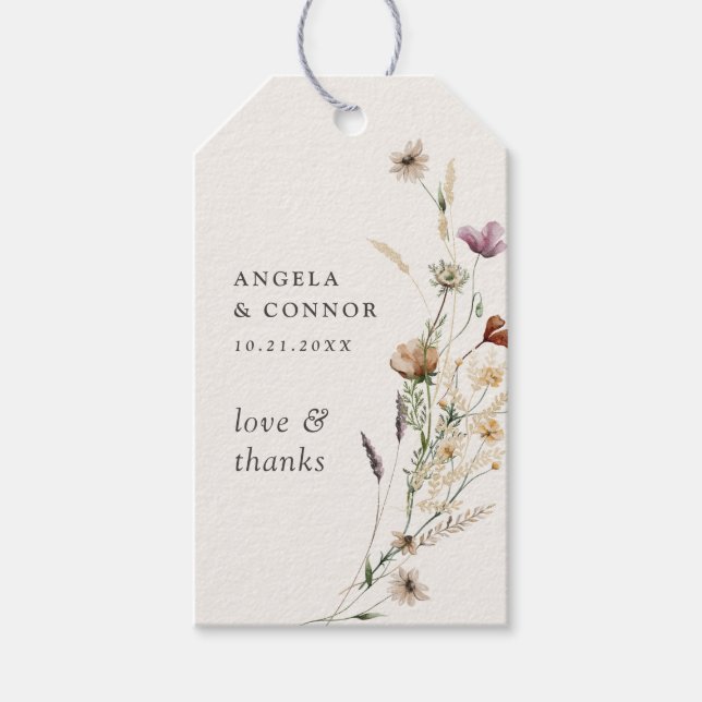 Étiquettes-cadeau Balises Cadeau Fleur sauvage Boho Fall Mariage (Devant)