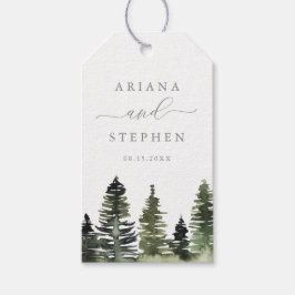 Étiquettes-cadeau Balises Cadeau Mariage Rustique Aquarelle Pine Tre