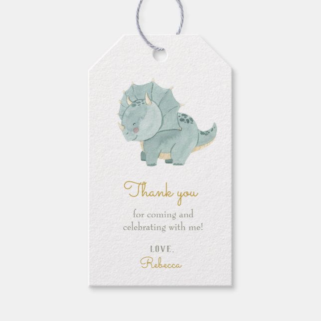 Étiquettes-cadeau Balises Cadeau Merci Dinosaur Cute (Devant)