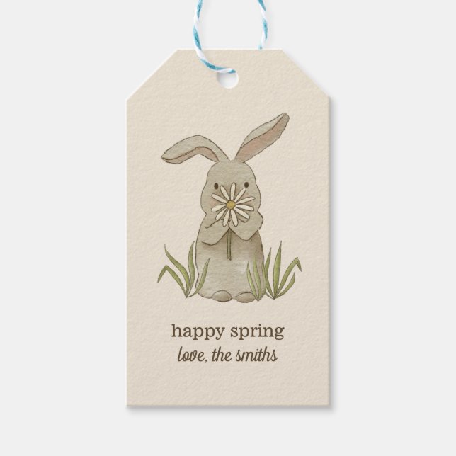 Étiquettes-cadeau Balises Cadeau Personnalisé Bunny Spring (Devant)