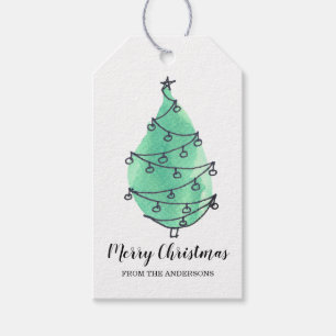 Étiquettes-cadeau Balises Cadeau personnalisé d'arbre de Noël vert