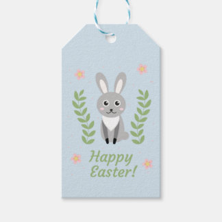 Étiquettes-cadeau Balises Cadeau personnalisé de Pâques Bunny Floral