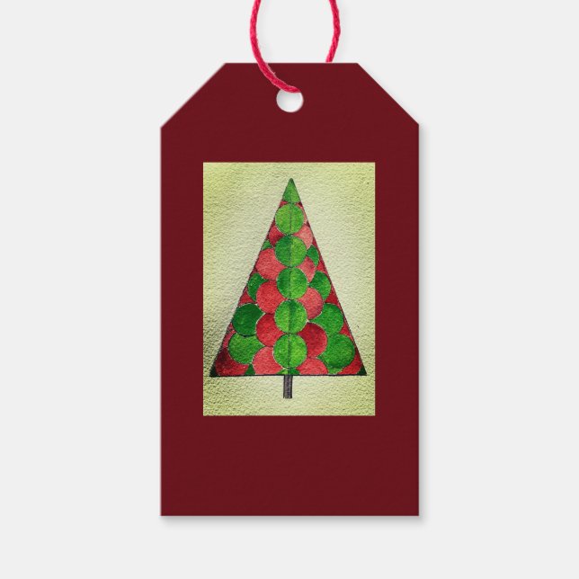 Étiquettes-cadeau Balises Cadeaux Arbre de Vacances Cercles (Devant)