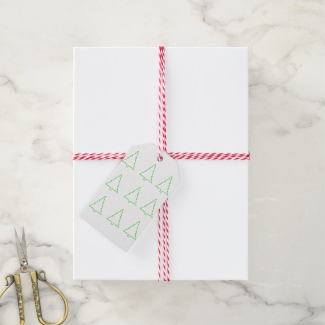 Étiquettes-cadeau Balises cadeaux Arbres de Noël verts (Avec de la ficelle)