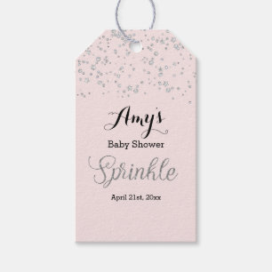 Étiquettes-cadeau Balises cadeaux Baby shower en argent rose
