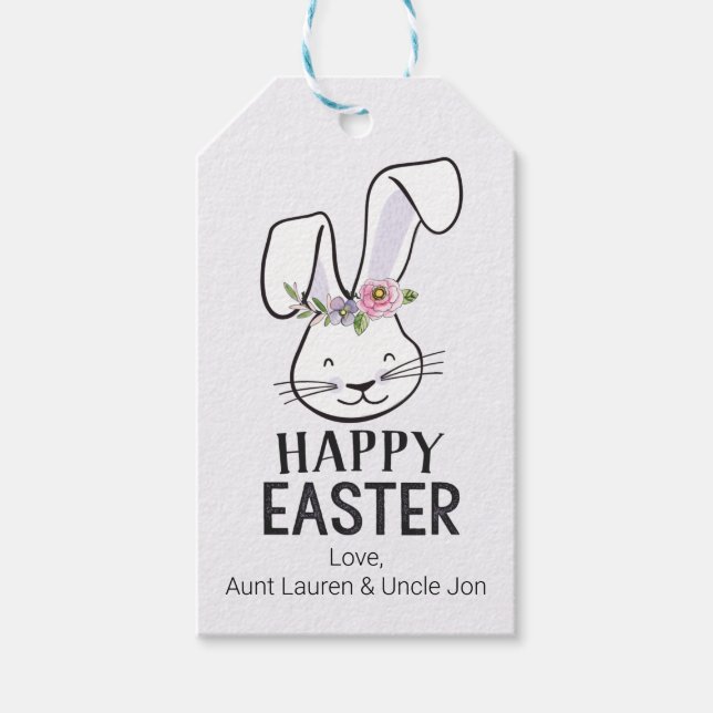 Étiquettes-cadeau Balises Cadeaux Bunny Pâques (Devant)