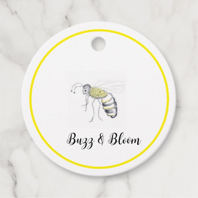 Étiquettes Cadeau Balises cadeaux Buzz & Bloom - dessin d'abeilles à (Devant)