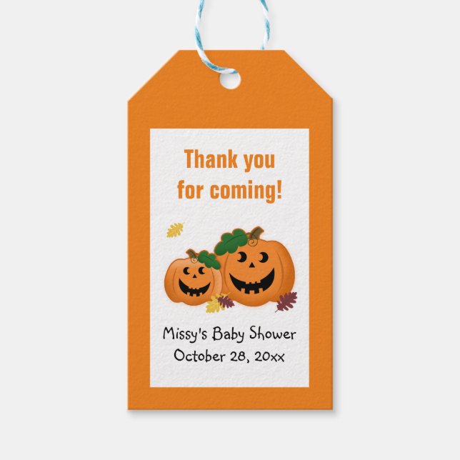 Étiquettes-cadeau Balises cadeaux citrouille Jack-o'-lantern (Devant)