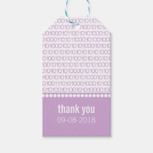 Étiquettes-cadeau Balises Cadeaux Code Binaire Chic Purple Geek